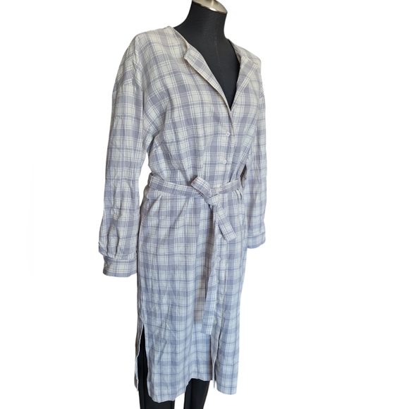Frank & Oak Long Shirt Dress Grey Check Plaid New Sz Medium - Picture 10 of 14